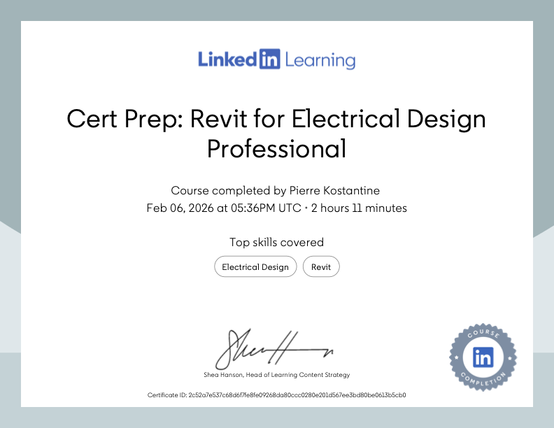 Revit Electrical Certificate